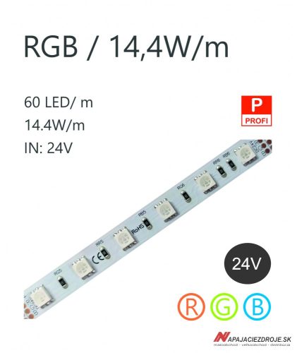 LED pás HQS-5050-60LED 14,4W / 24V / RGB