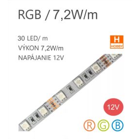 LED pás LC-5050-30LED 7,2W / 12V / RGB LED pás LC-5050-30LED 7,2W / 12V / RGB