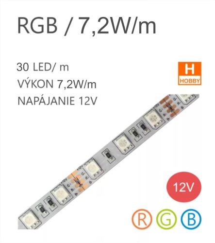 LED pás LC-5050-30LED 7,2W / 12V / RGB