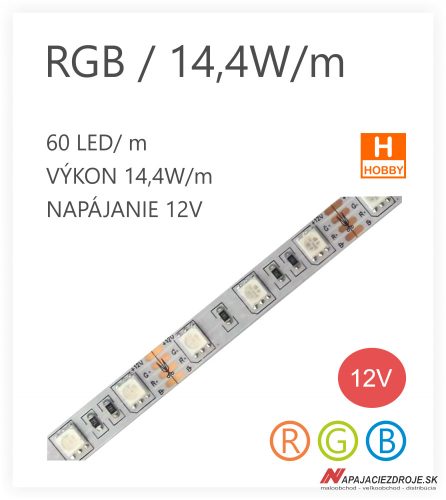 LED pás LC-5050-60LED 14,4W / 12V / RGB