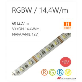 LED pás LC-5050-60LED 14,4W / 12V / RGBW LED pás LC-5050-60LED 14,4W / 12V / RGBW