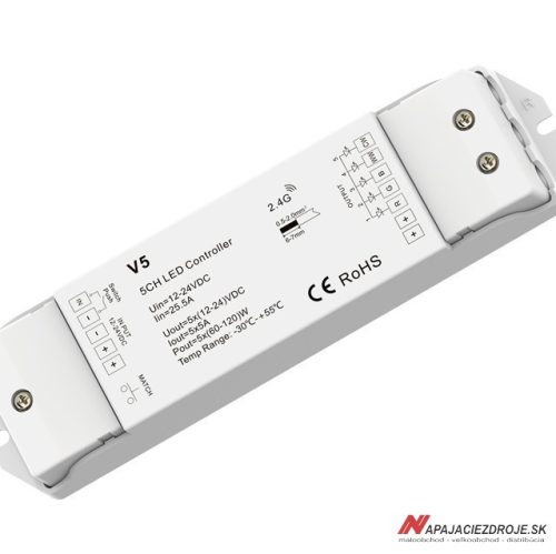 Prijímač RF päťkanálový PRO-V5 (5x5A)
