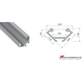 ALU PROFIL TYP C ROHOVÝ (45°) PRE 1 x 12MM LED