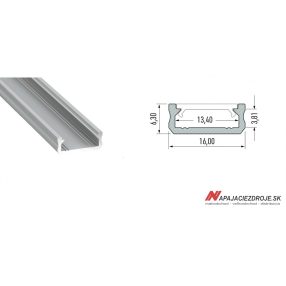ALU PROFIL TYP D PRISADENÝ NÍZKY pre 1 x 12MM LED ALU PROFIL TYP D PRISADENÝ NÍZKY pre 1 x 12MM LED