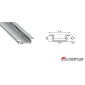 ALU PROFIL TYP Z ZAPUSTENÝ NÍZKY PRE 1 x 12MM PÁS