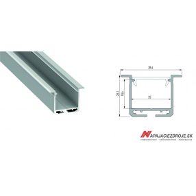 ALU PROFIL TYP inDILEDA ZAPUSTENÝ PRE 2 x 12MM LED
