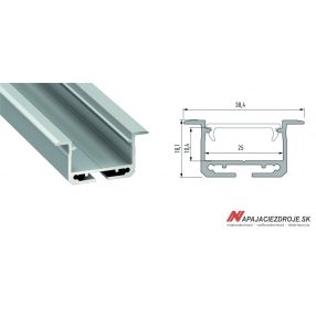 ALU PROFIL TYP inSILEDA ZAPUSTENÝ PRE 2 x 12MM LED