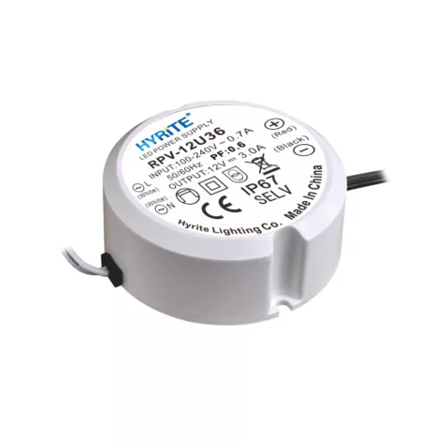 HYRITE RPV-12U36, kruhový LED napájací zdroj 36W/12V, IP67, ø=55mm, do krabičky