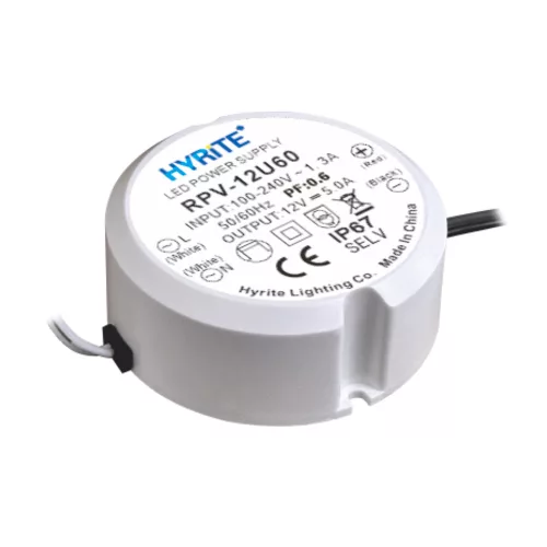 HYRITE RPV-12U60, kruhový LED napájací zdroj 60W/12V, IP67, ø=65mm, do krabičky