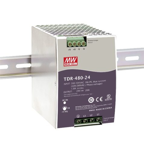 TDR-480-48 trojfázový zdroj na DIN lištu 480W / 48V 